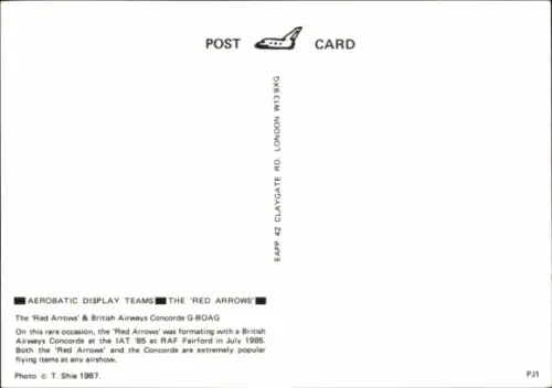 Ak The Red Arrows, Britische Kampfflugzeuge in Formation, British Airways Concorde G-BOAG, IAT 1985