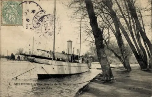 Ak Suresnes Hauts de Seine, Les Bords de la Seine et les Yachts