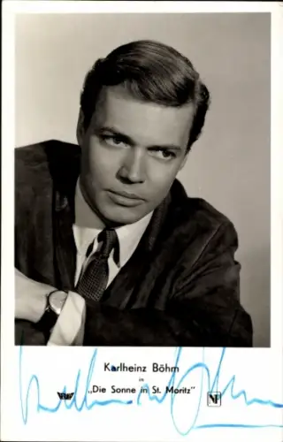 Ak Schauspieler Karlheinz Böhm, Die Sonne in St. Moritz, Autogramm