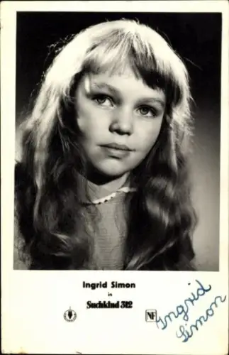 Ak Schauspielerin Ingrid Simon, Portrait, Autogramm