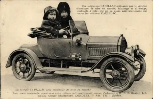 Ak Auto Cadillac, Miniatur, Zwei Jungen