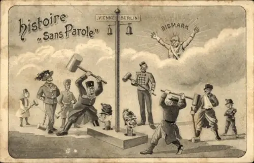Ak Karikatur, Politiker, Europäische Herrscher, Hammer, Bismarck, Kaiser Wilhelm II.