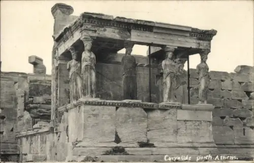 Ak Athen Griechenland, Caryatide porch,  antike Säulen,  Architektur