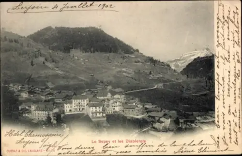 Ak Le Sepey Kanton Waadt,  die Diablerets, Hotel Chamossaire, Berglandschaft