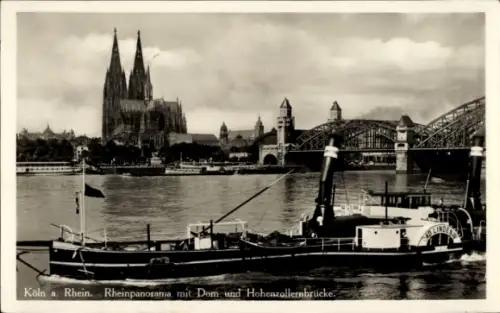 Ak Köln am Rhein, Dom, Hohenzollernbrücke, Dampfer