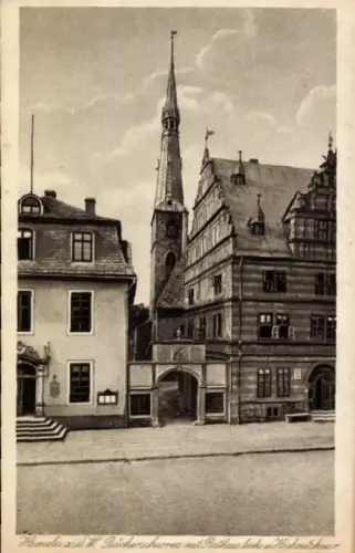 Ak Hameln an der Weser Niedersachsen,  Rathaus, Backerscharren, Hochh,  Architektur