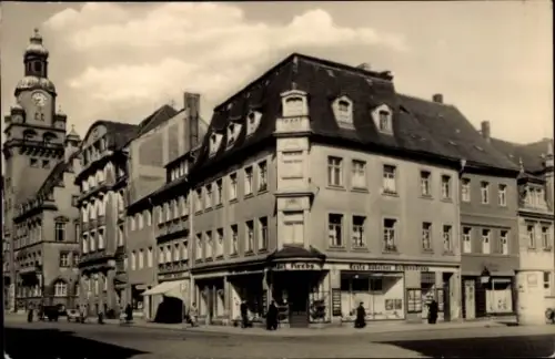 Ak Döbeln in Sachsen, Rathaus, Gebäude, Uhrturm, Straßenansicht, Döbeln