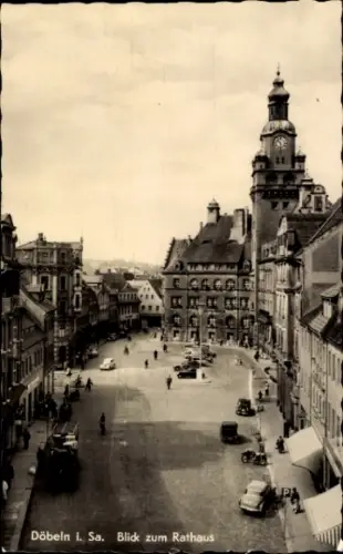 Ak Döbeln in Sachsen, Döbeln i. Sa., Blick zum Rathaus,  Stadtansicht