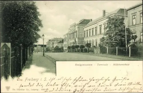 Ak Freiberg in Sachsen, Realgymnasium, Turnhalle, Mädchenschule