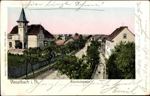 Ak Vieselbach Erfurt in Thüringen, Bahnhofstraße