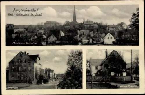 Ak Langenchursdorf Callenberg in Sachsen, Dorfstraße, Gasthaus Erholung