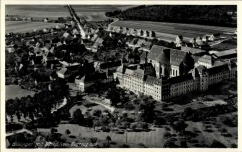 Ak Wiblingen Ulm an der Donau Baden, Luftaufnahme von Wiblingen, Schloss Wiblingen, ländliche Umg
