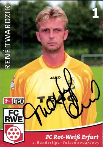 Autogammkarte Fußballer René Twardzik, FC Rot-Weiß Erfurt, Autogramm