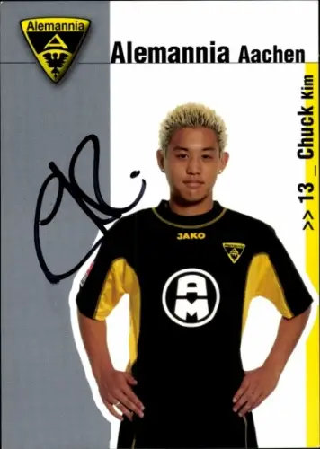 Autogrammkarte Fußballer Chuck Kim, Alemannia Aachen, Autogramm