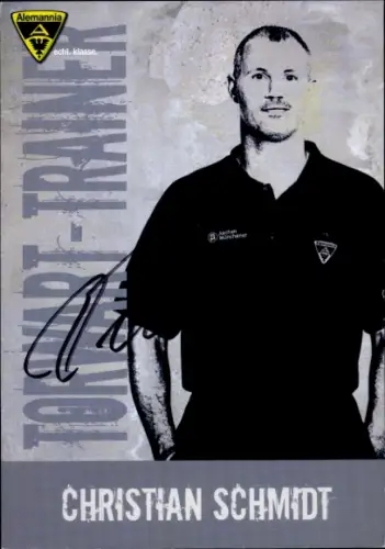 Autogrammkarte Fußballer Christian Schmidt, Alemannia Aachen, Autogramm