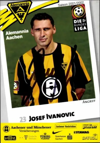 Autogrammkarte Fußballer Josef Ivanovic, Alemannia Aachen, Autogramm