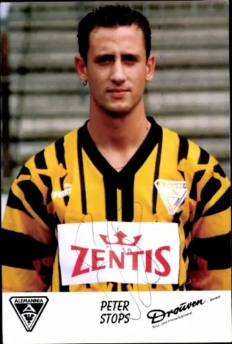 Autogrammkarte Fußballer Peter Stops, Alemannia Aachen, Autogramm