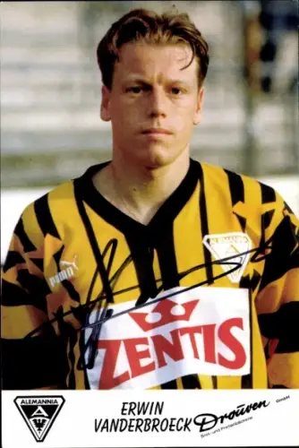 Autogrammkarte Fußballer Erwin Vanderbroeck, Alemannia Aachen, Autogramm