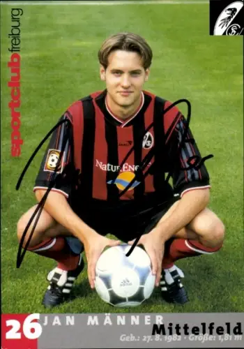 Autogrammkarte Fußballer Jan Männer, SC Freiburg, Autogramm