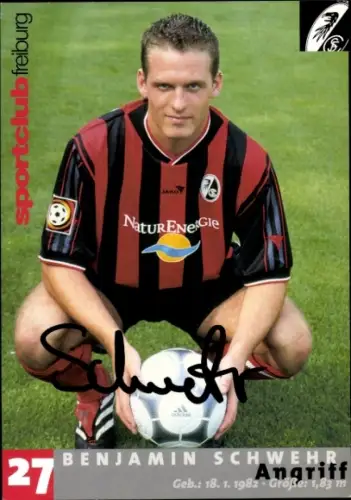 Autogrammkarte Fußballer Benjamin Schwehr, SC Freiburg, Autogramm