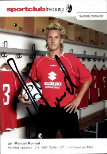 Autogrammkarte Fußballer Manuel Konrad, SC Freiburg, Autogramm