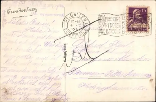 Ak St. Gallen Stadt Schweiz, Alpenpanorama, Freudenberg, Bodensee, Edelweiß