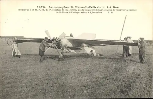 Ak Le monoplan R. Esnault Pelterie No 2 à Buc, Aéroplane