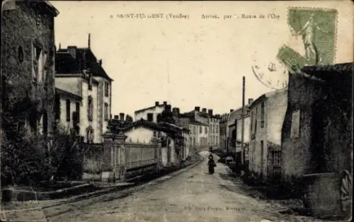 Ak Saint Fulgent Vendée, Arrivee par Route de l'Oue