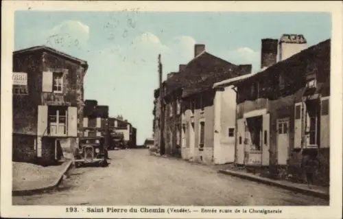 Ak Saint Pierre du Chemin Vendée, Entree route de la Chataignerale
