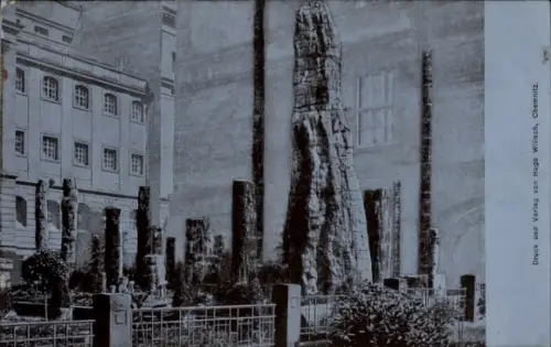 Ak Chemnitz in Sachsen, Versteinerten Wald, König-Albert-Museum, Pflanzenreste