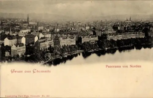 Ak Chemnitz in Sachsen, Panorama von  Ansicht vom Norden, Gruss aus Chemnitz