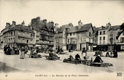 Ak Saint Lô Manche, Le Marche de la Place Gambetta