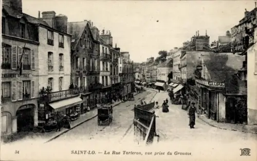 Ak Saint Lô Manche, La Rue Torteron, vue prise du Grouais
