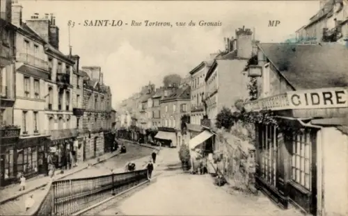 Ak Saint Lô Manche, rue Torteron, vue du Grouais