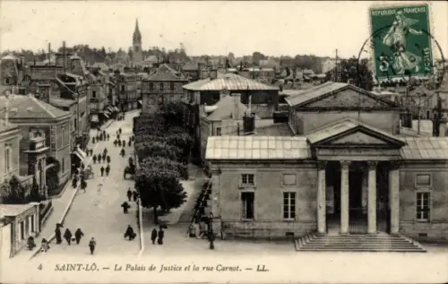 Ak Saint Lô Manche, Justizpalast, Rue Carnot