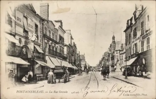 Ak Fontainebleau Seine et Marne, La Rue Grande