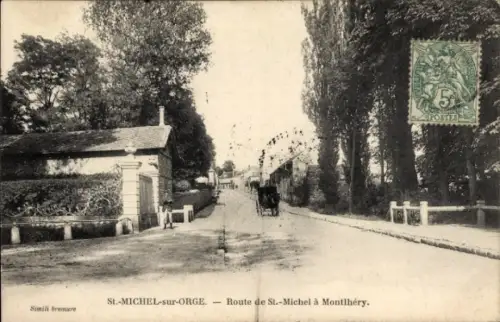 Ak Saint Michel sur Orge Essonne, Route de St.-Michel a Montlhery