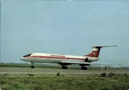 Ak Deutsches Passagierflugzeug der Interflug, Tupolew TU 134 A beim Start
