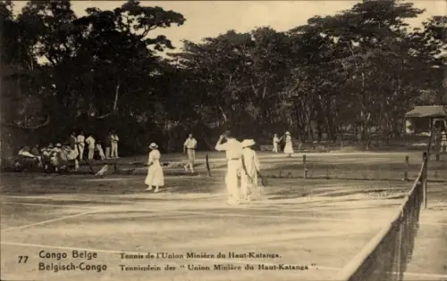 Ganzsachen Ak DR Kongo Zaire, Tennis de l'Union Minière du Haut Katanga, Tennisplatz