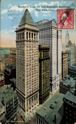 Ak New York City USA, Flat Iron Building, Banker's Trust Co., Equitable Buildings,  