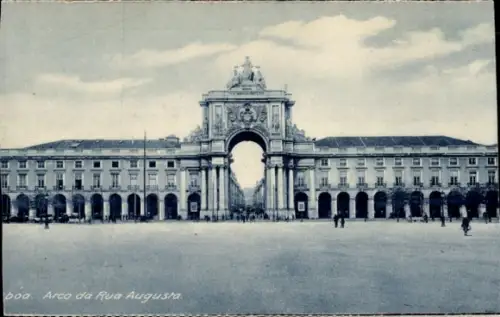 Ak Lisboa Lissabon Portugal, Arco da Rua Augusta,  Architektur, Platz, Straßenansicht