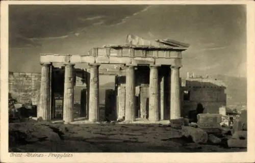 Ak Athen Griechenland, Antike Ruinen, Säulen, Propyläen, Griechenland
