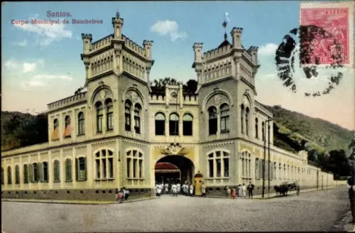 Ak Santos Brasilien, Corpo Municipal de Bombeiros,  Brasil,  Architektur