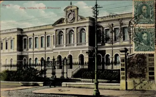 Ak Para Brasilien,  Instituto Gentil Bittencourt, Gebäude mit Uhr, Zaun, Straßenlaterne