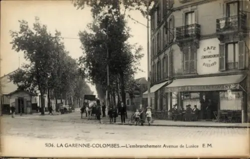 Ak La Garenne Colombes Hauts de Seine, Café, Billard, L'embranchement Avenue de Lutèce, Pferd, Me