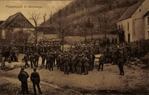 Ak Montaigu Aisne, Platzmusik, Soldaten, I. WK