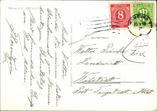 Ak Motorschiff Orinoco, HAPAG