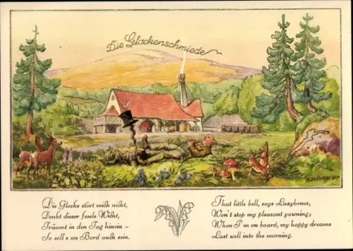 Künstler Gedicht Ak Bruycker, Die Glockenschmiede, Glockenabend, HAPAG