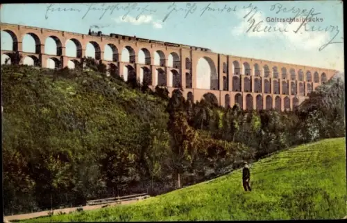 Ak Mylau Reichenbach im Vogtland, Göltzschtalbrücke, Dampfzug