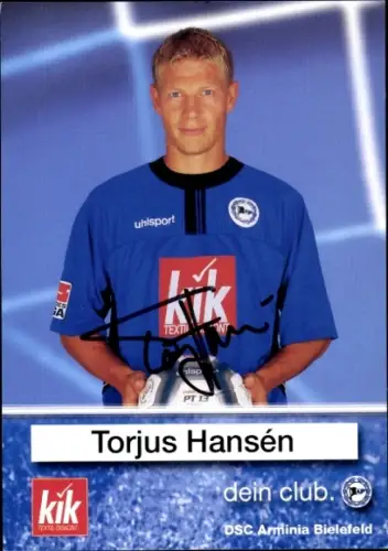Autogrammkarte Fußballer Torjus Hansén, DSC Arminia Bielefeld, Autogramm